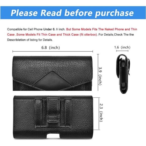 Leather Cell Phone Holster with Belt Loop Phone Belt Holder for Men Carrying - Picture 6 of 7